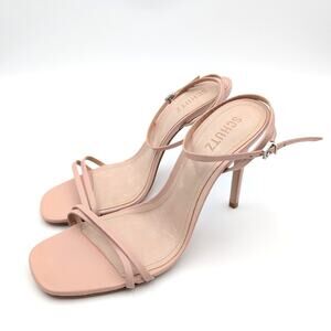 Schutz Women's Silver Altina Embossed-Leather Sandal Pink Size US 10B EU40.5